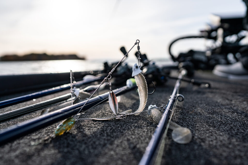 Umbrella rig setup on a Douglas rod