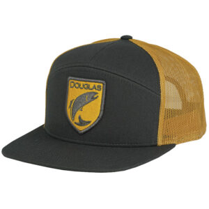 Douglas Outdoors Hat: 7 Panel, Mesh, Flat Visor - Charcoal, Gold