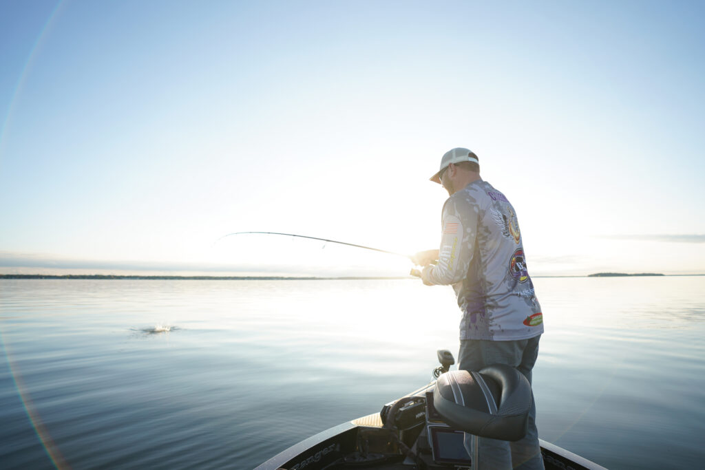 Angler Craig Sleeman fights a Walleye